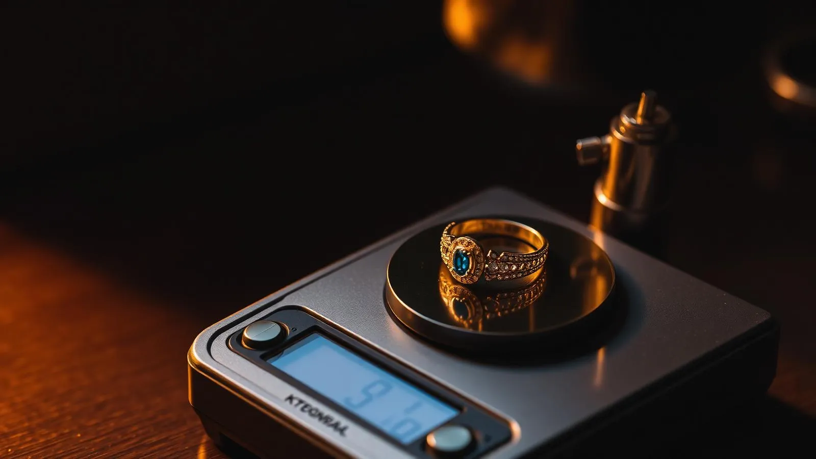Gold ring on a precision jewelers scale